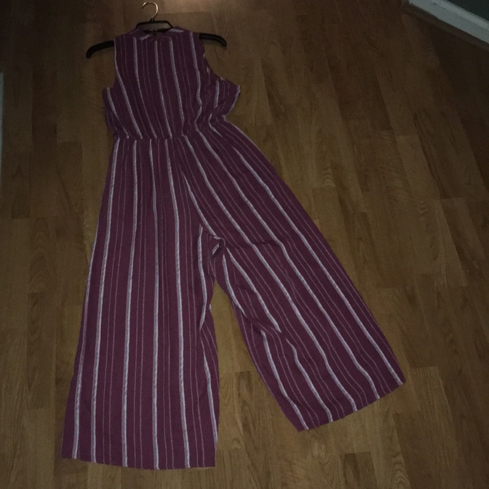 (An) red wine linear jumpsuit